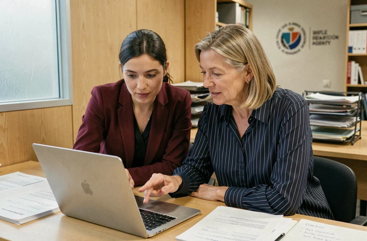 Deux professionnelles de l'éducation nationale collaborant sur la gestion de la messagerie PIAL dans un espace administratif à Metz